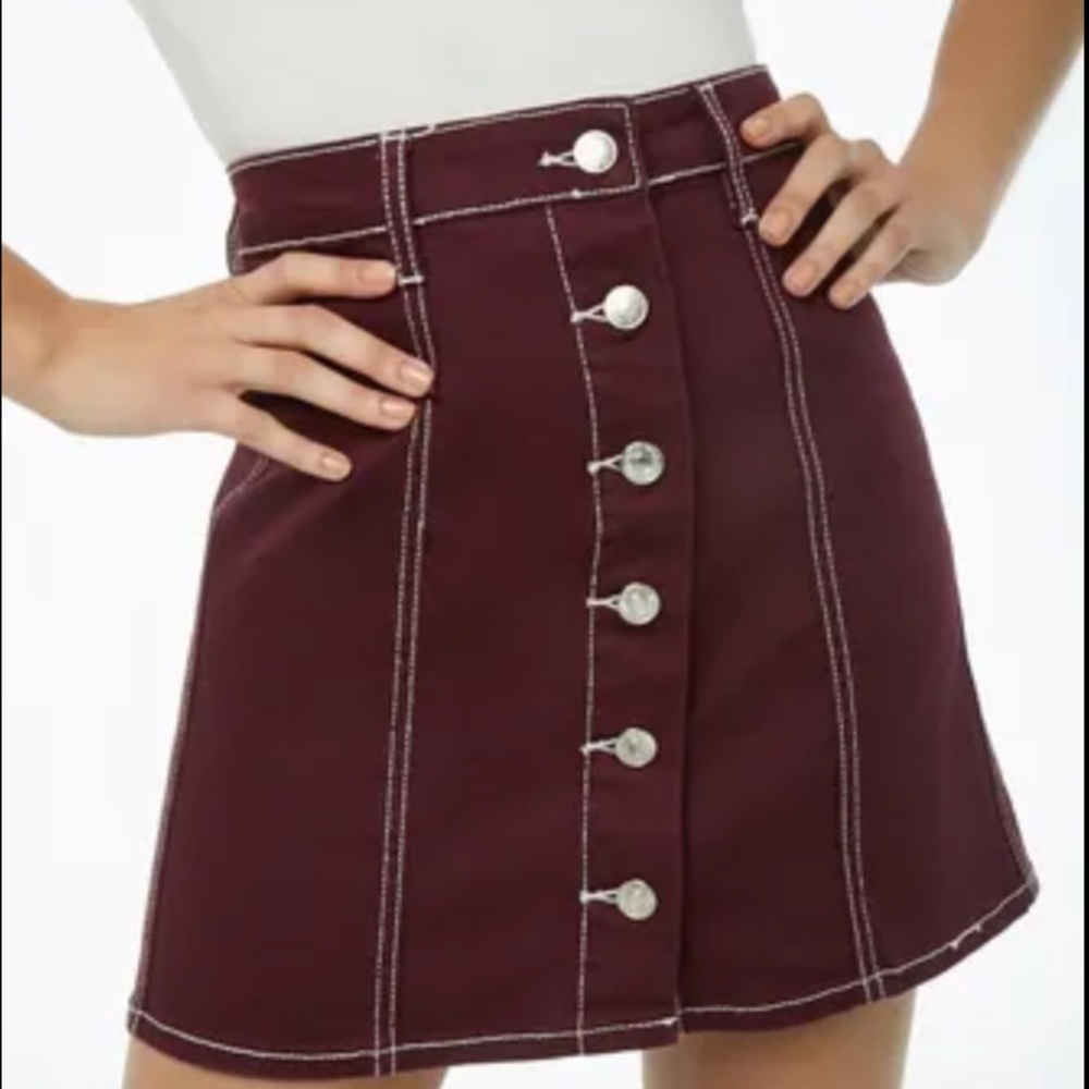 Y2K VINTAGE FOREVER 21 Purple Denim Mini Skirt SZ L.